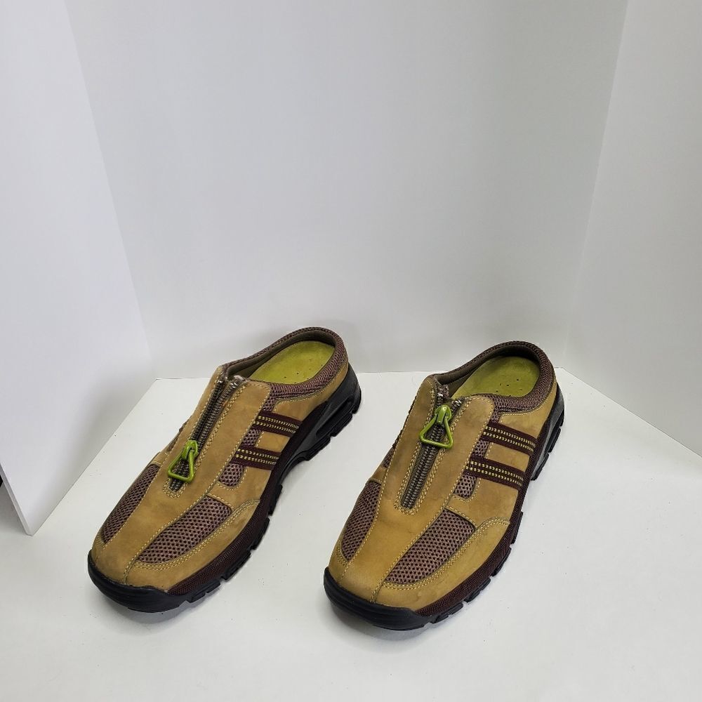 Cole Haan Womens Casual Shoes Green Suede Mules Zip Shoes Size 7.5B Waterproof